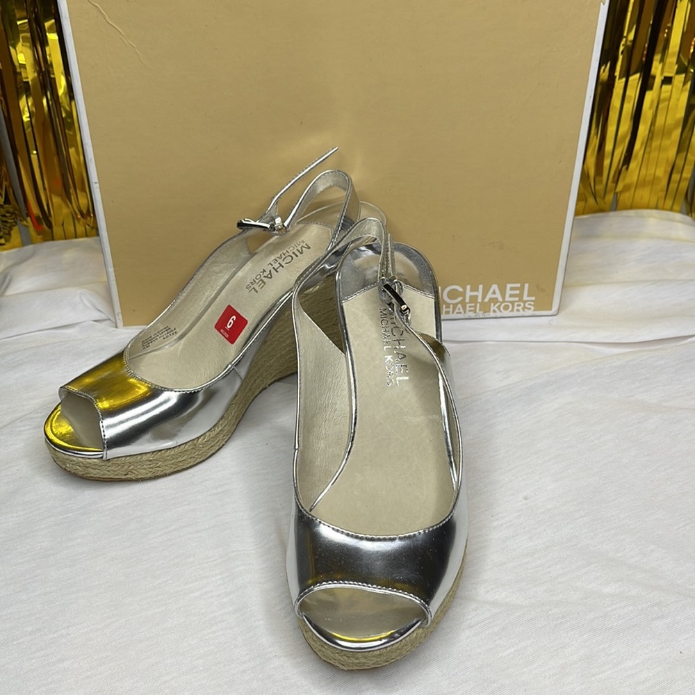 Michael Kors Metallic Pu Kami SlingBack Wedges